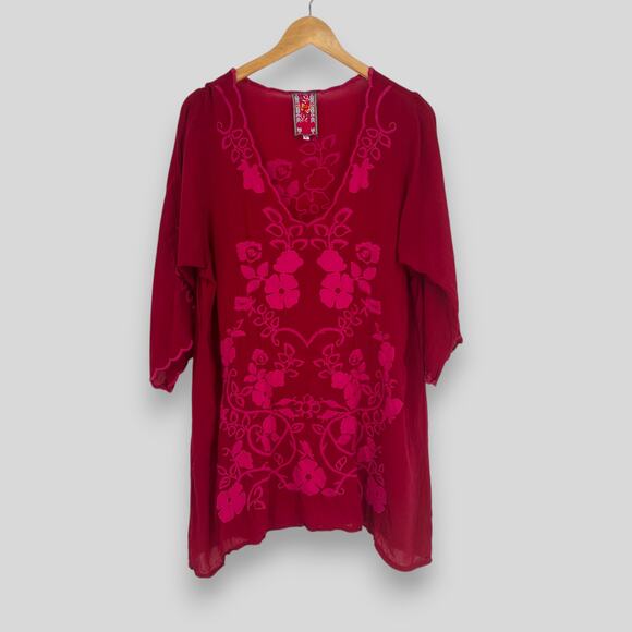 Johnny Was Floral Embroidered Tunic Top Size Large - Picture 1 of 6